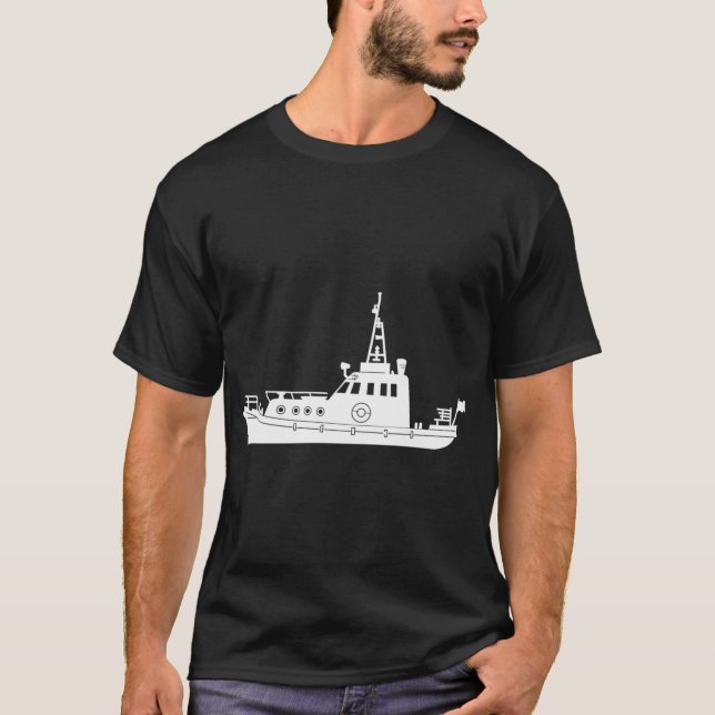 T-shirt Silhouette de chalutier de pêche (Devant)