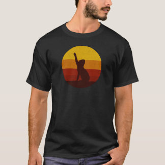 T-shirt Silhouette de chat au coucher du soleil rétro | Ça