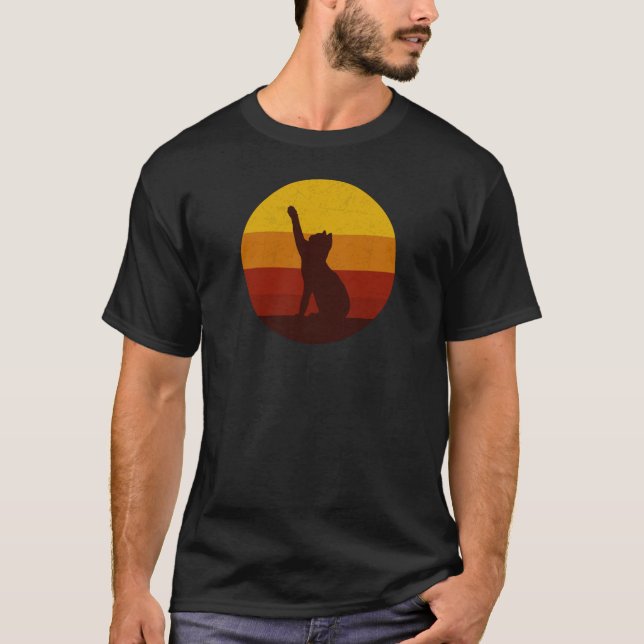T-shirt Silhouette de chat au coucher du soleil rétro | Ça (Devant)
