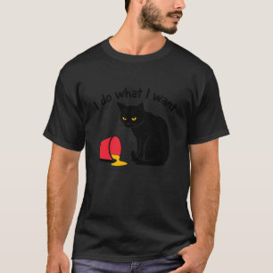 T-shirt Silhouette de chat curieux avec seau de peinture r