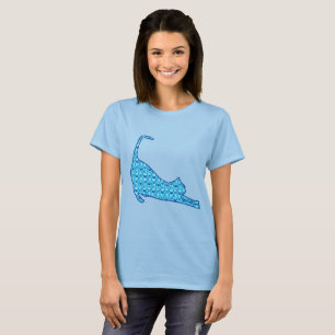 T-shirt Silhouette de chat en Motif de Lotus Bleu