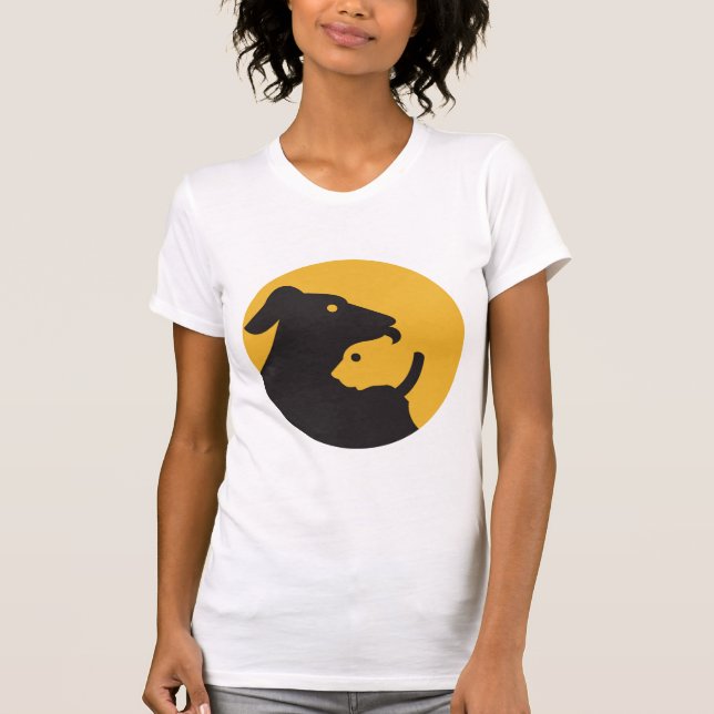 T-shirt Silhouette de chat et de chien (Devant)