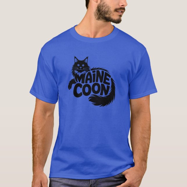 T-shirt Silhouette de chat Maine Coon (Devant)