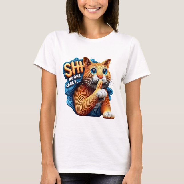 T-shirt Silhouette De Chat Majestueuse Avec Shhh Personne  (Devant)