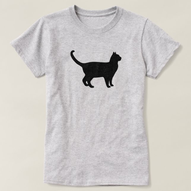 T-shirt Silhouette de chat mignon (Design devant)