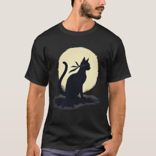 T-Shirt Silhouette de Chat Ninja Mystérieux