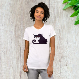 T-shirt Silhouette de chat noir maléfique aux yeux rouges