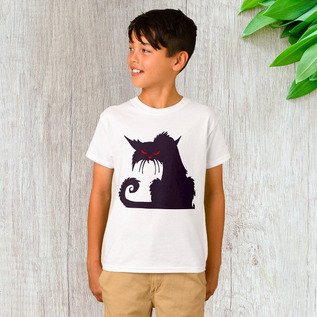 T-shirt Silhouette de chat noir malin avec yeux rouges (Créateur téléchargé)