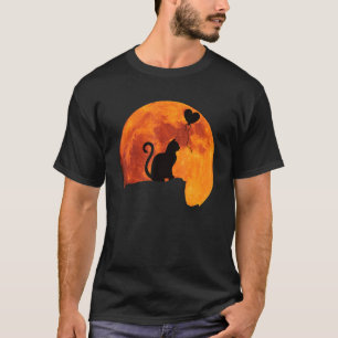 T-shirt Silhouette de chat sous la pleine lune. Chat Maman