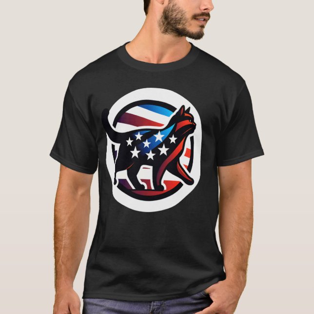 T-shirt Silhouette de chat stylisé aux couleurs du drapeau (Devant)
