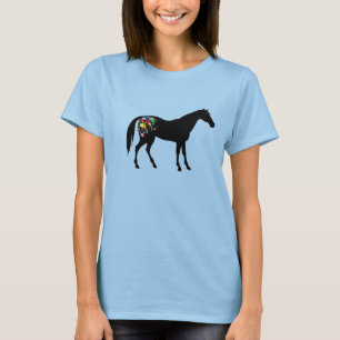 T-shirt Silhouette de cheval d'arc-en-ciel