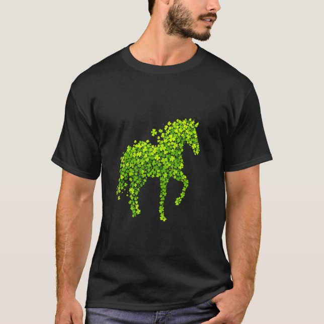 T-shirt Silhouette de cheval en shamrock (Devant)