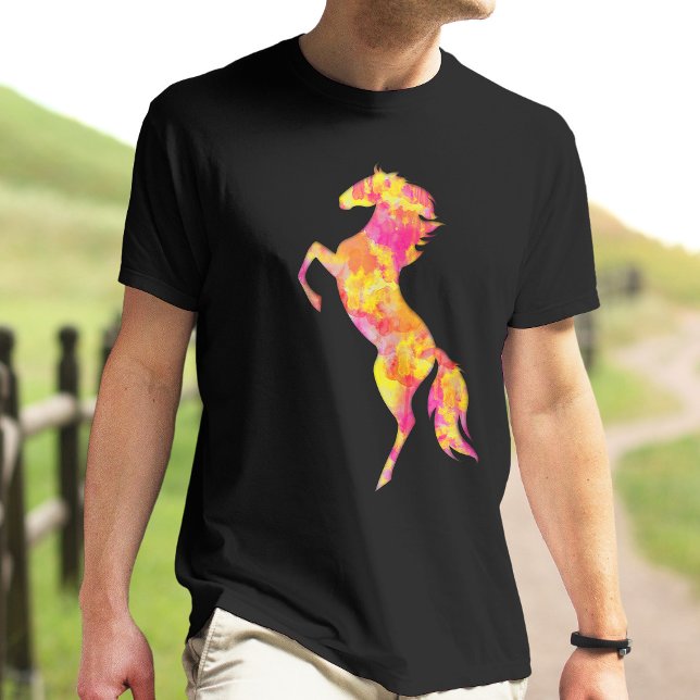 T-shirt Silhouette de cheval Flammes de feu Abstrait Éléga (Créateur téléchargé)