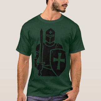 T-shirt Silhouette de Chevalier Croisé avec Épée et Boucli
