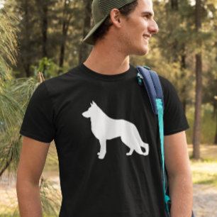 T-shirt Silhouette de chien berger allemand blanc