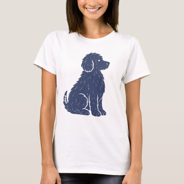 T-shirt Silhouette de chien bleu Art minimal (Devant)