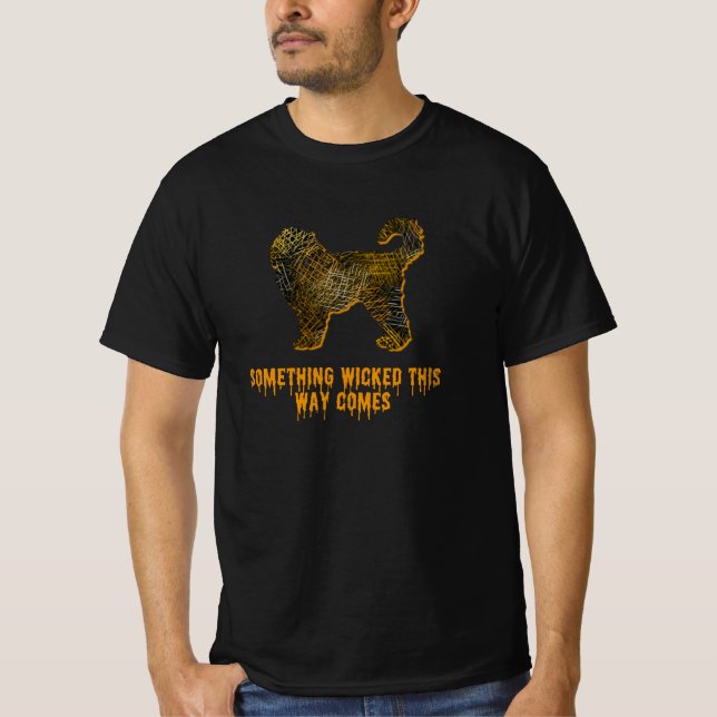 T-shirt Silhouette de chien Cockapoo Halloween orange amus (Devant)