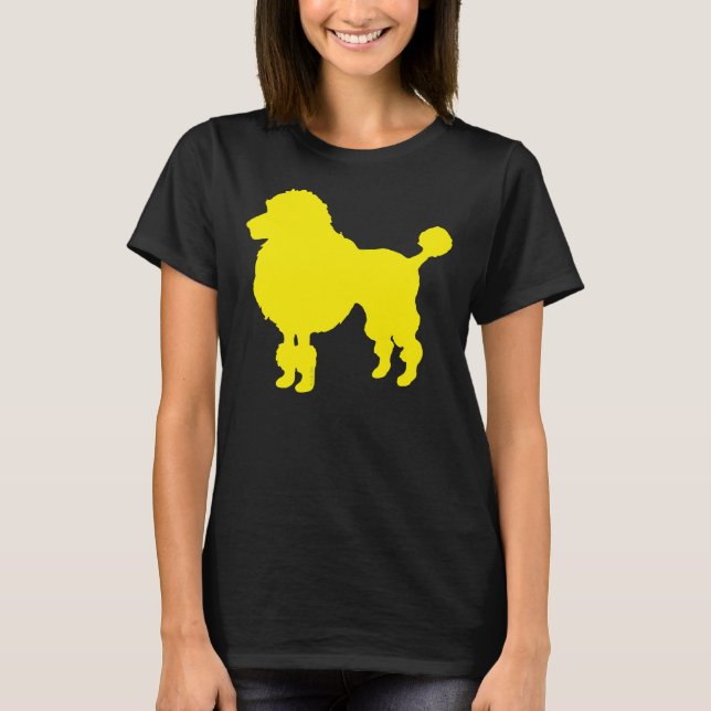 T-shirt Silhouette de chien de caniche jaune (Devant)