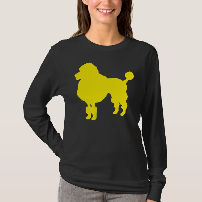 T-shirt Silhouette de chien de caniche jaune (Devant)