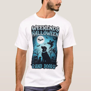 T-shirt Silhouette de chiens de fantômes de pleine lune d'