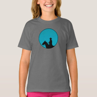T-shirt Silhouette de cow-boy à cheval - Turquoise