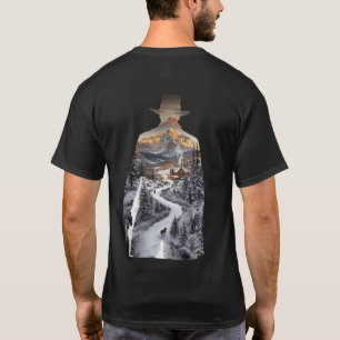 T-shirt Silhouette de Cowboy de Montagne Sauvage