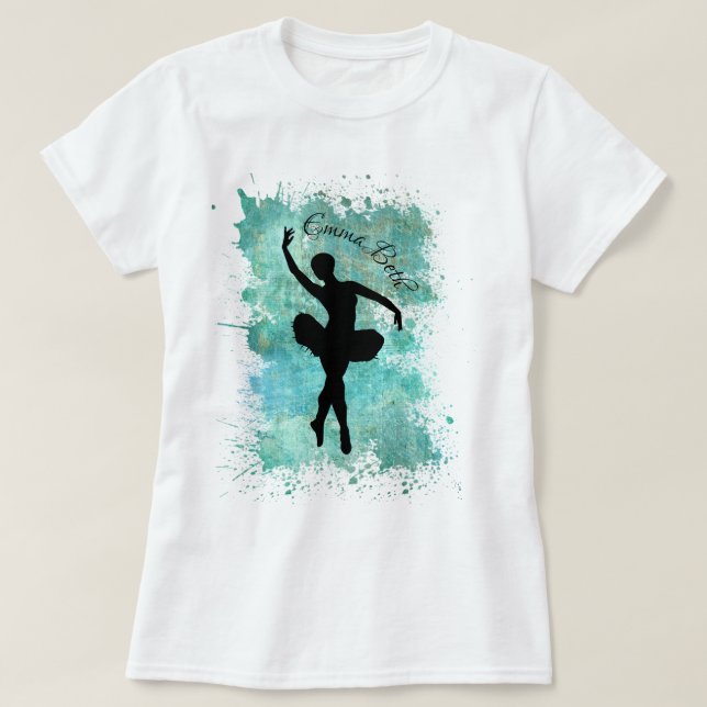 T-shirt Silhouette de danseuse de ballet en bleu (Design devant)