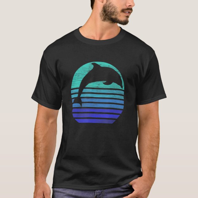 T-shirt Silhouette de dauphin rétro (Devant)