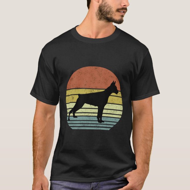 T-shirt Silhouette de Doberman Vintage rétro (Devant)