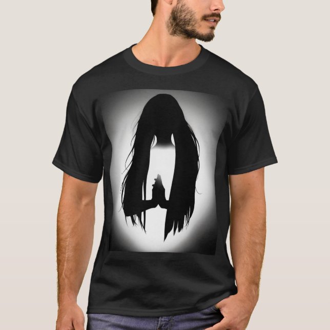 T-shirt Silhouette de femme priante – Conception Foi & Grâ (Devant)