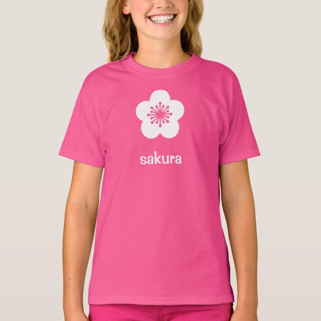 T-shirt Silhouette de fleur de Sakura blanche (Devant)