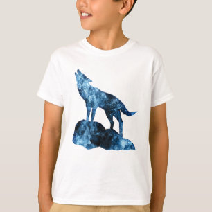 T-shirt Silhouette de fumée brillante bleue hurlante
