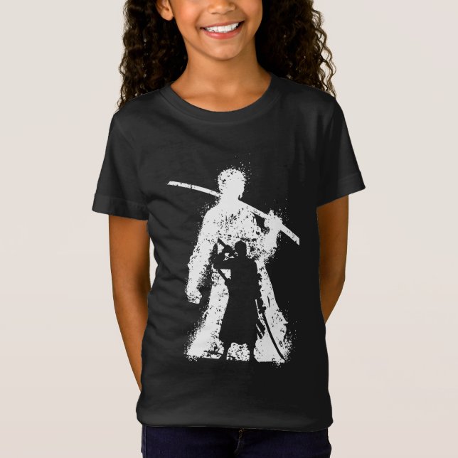 T-Shirt Silhouette de Guerrier avec l'Art de l'Épée (Devant)