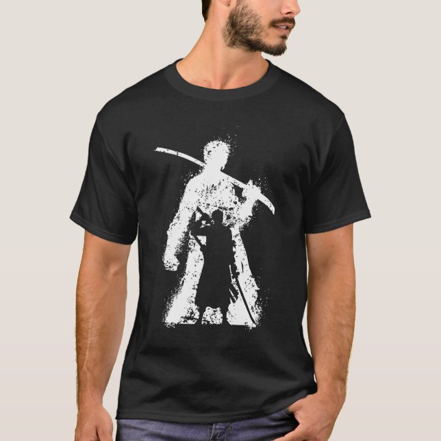 T-shirt Silhouette de Guerrier avec l'Art de l'Épée (Devant)