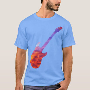 T-shirt Silhouette de guitare électrique avec un grou flam
