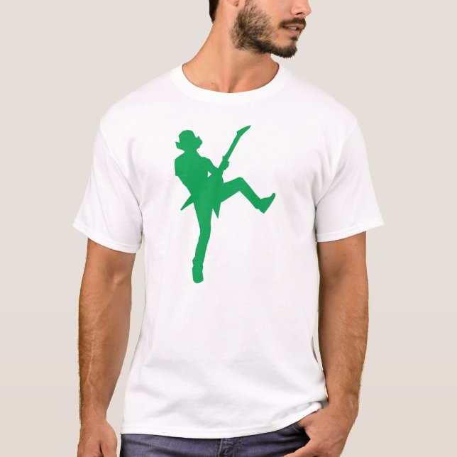 T-shirt Silhouette de guitariste vert (Devant)