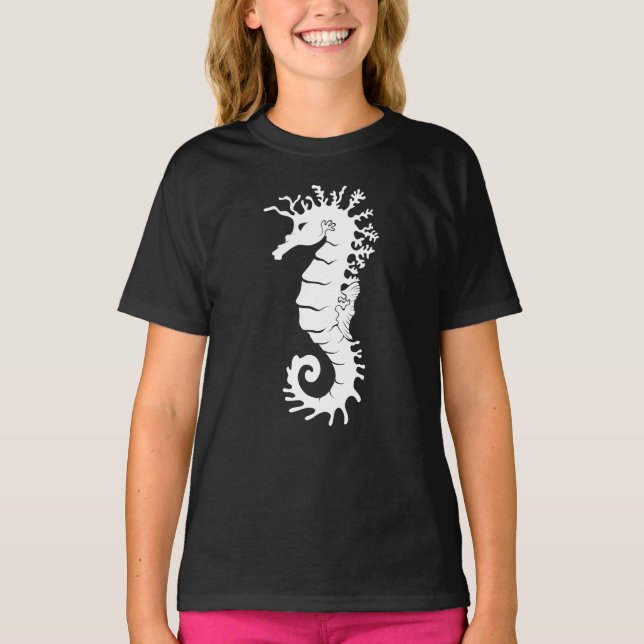 T-shirt Silhouette de la Créature de la Mer - Hippocampes (Devant)