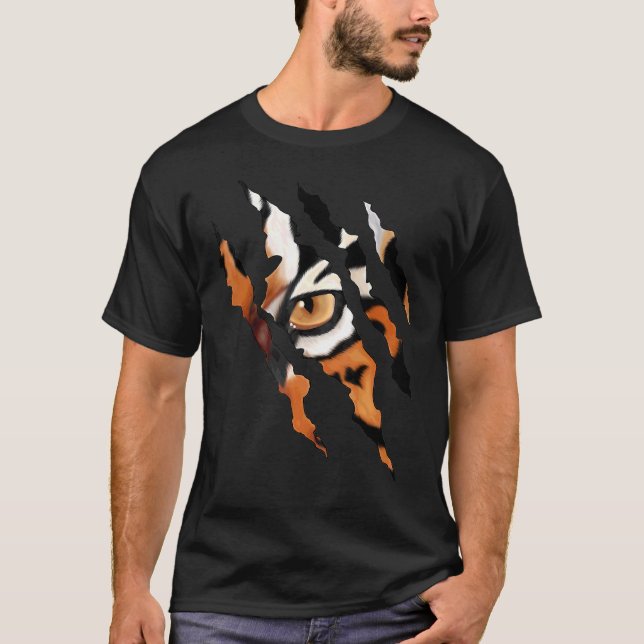 T-shirt Silhouette de la glaire de chat de tigre sans peur (Devant)