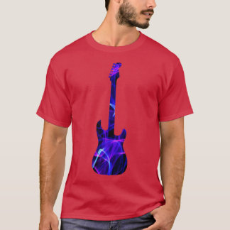 T-shirt Silhouette de la guitare violette sur noir