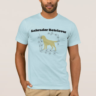 T-shirt Silhouette de Labrador jaune avec cadre de fleurs 