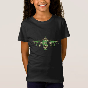 T-Shirt Silhouette de l'avion de camouflage Military Jet