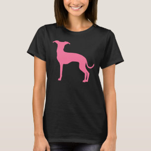 T-shirt Silhouette de lévrier italien rose (ou de votre co