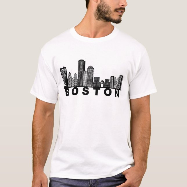 T-shirt Silhouette de l'horizon de Boston  (Devant)