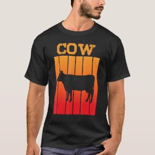 T-shirt Silhouette De L'Ombre De Vache Au Coucher Du Solei