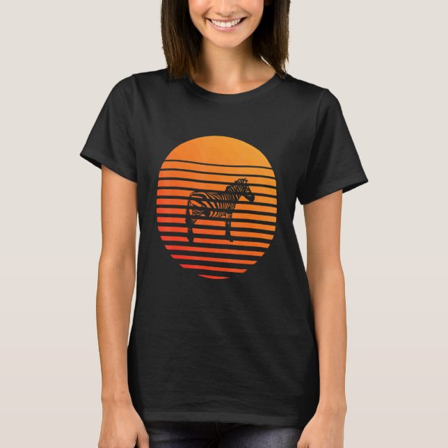 T-shirt Silhouette de l'ombre de zèbre devant un soleil (Devant)