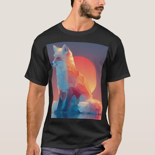 T-shirt Silhouette de loup géométrique | Faune polygonale  (Devant)