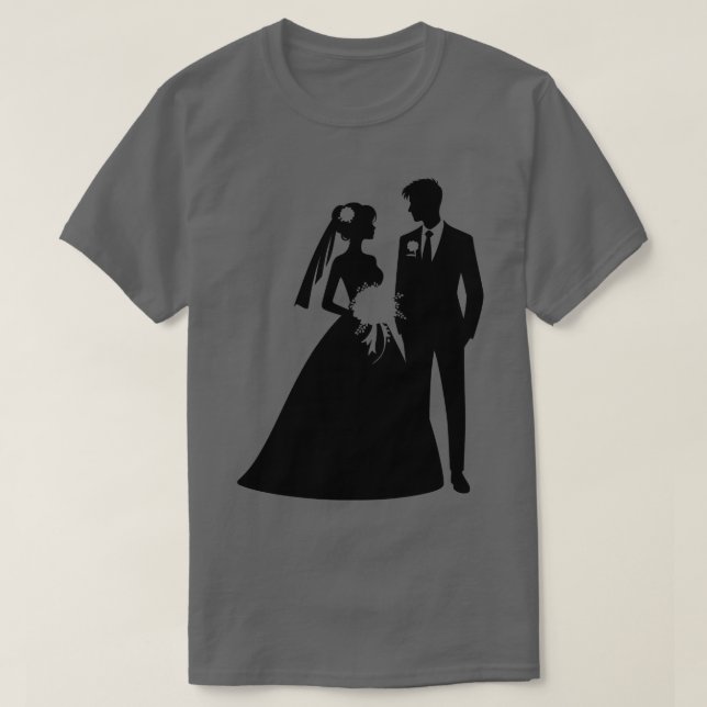 T-shirt Silhouette de mariée et de chambre (Design devant)
