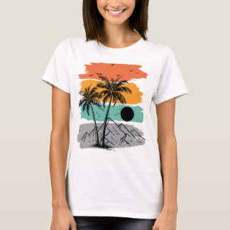T-shirt Silhouette de palmier été