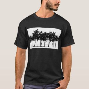 T-shirt Silhouette de palmiers blancs noirs