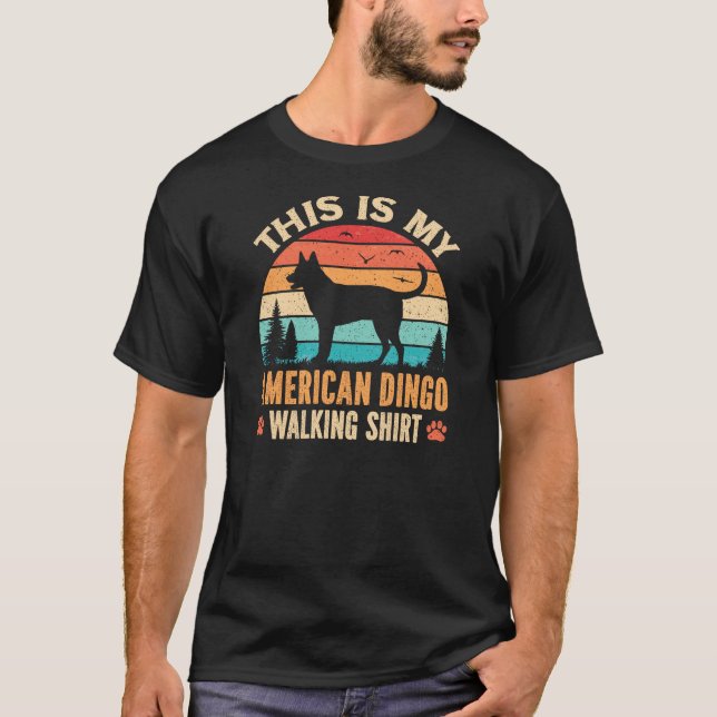 T-shirt Silhouette de papa promenant son chien Dingo améri (Devant)